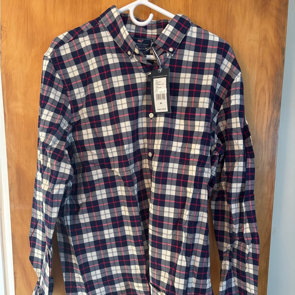 Vineyard Vines Slim Fit Murray Shirt Plaid Pattern Size XL